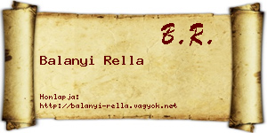 Balanyi Rella névjegykártya